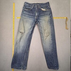 Levis 513 Jeans Mens Slim Straight Buckle Back Zip Fly Distressed Fits 29x29